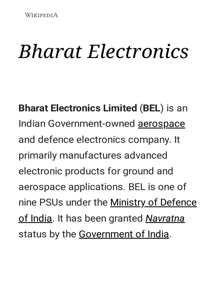Bharat Electronics - Wikipedia