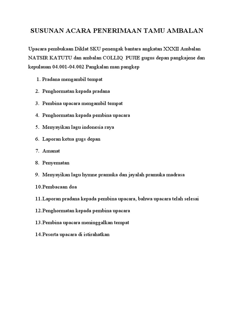 Susunan Acara Penerimaan Tamu Ambalan | PDF