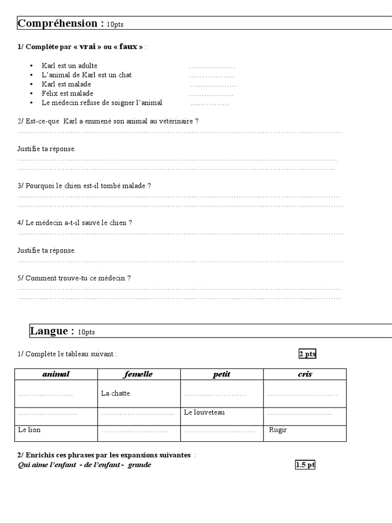 Compréhension:: Vrai Faux | PDF
