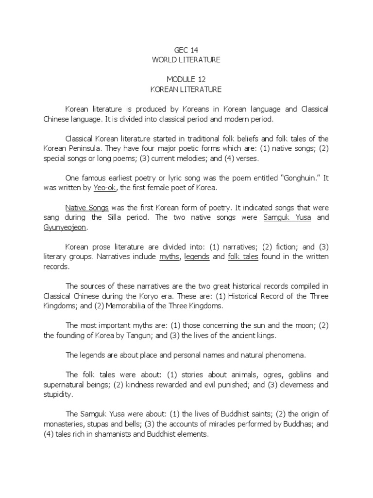 World Lit Module 12 Korean Pdf Writing