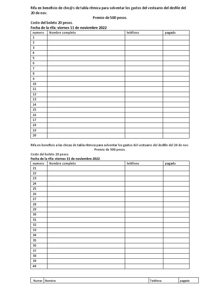 Rifa para vestuario de tabla rítmica | PDF