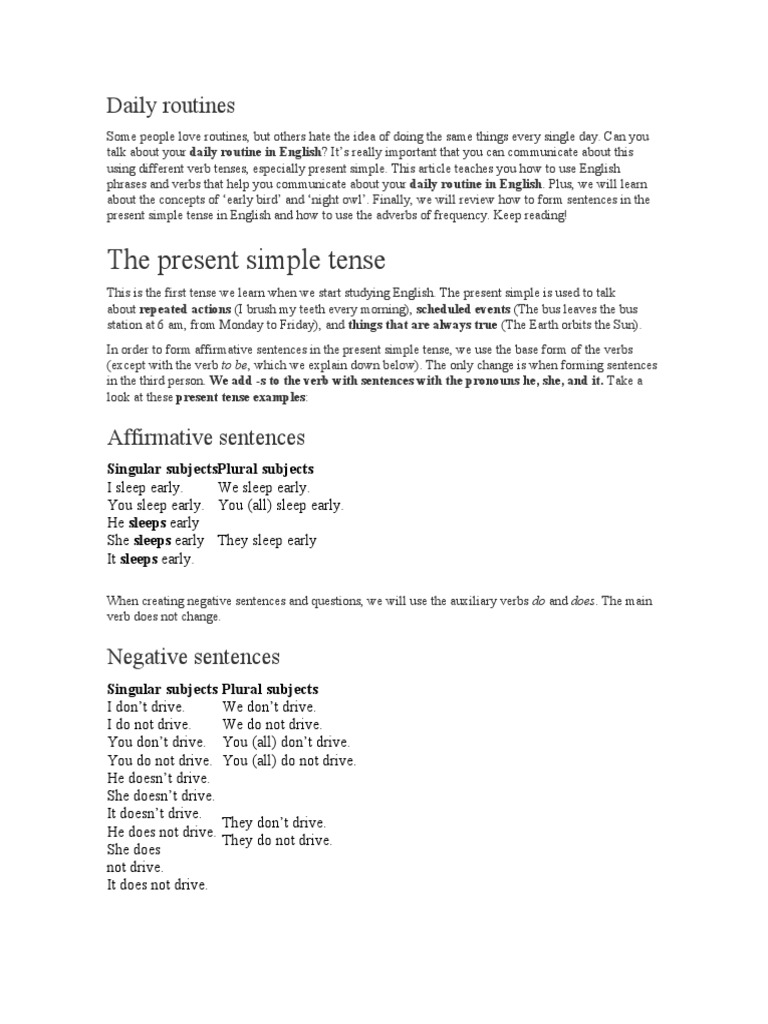 Communicating Daily Routines in English | PDF | Language Arts & Discipline