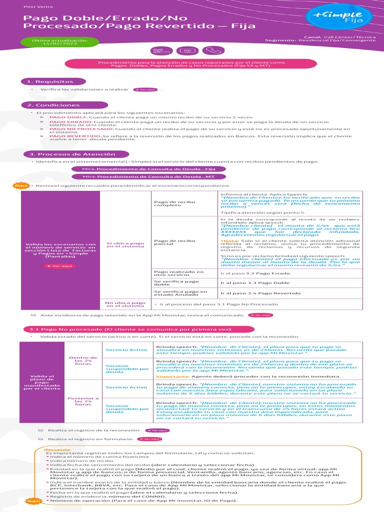 Procedimiento Pago Doble - Errado - No Procesado - Revertido - Call ...