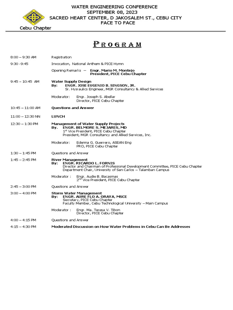 Water engineering program pdf