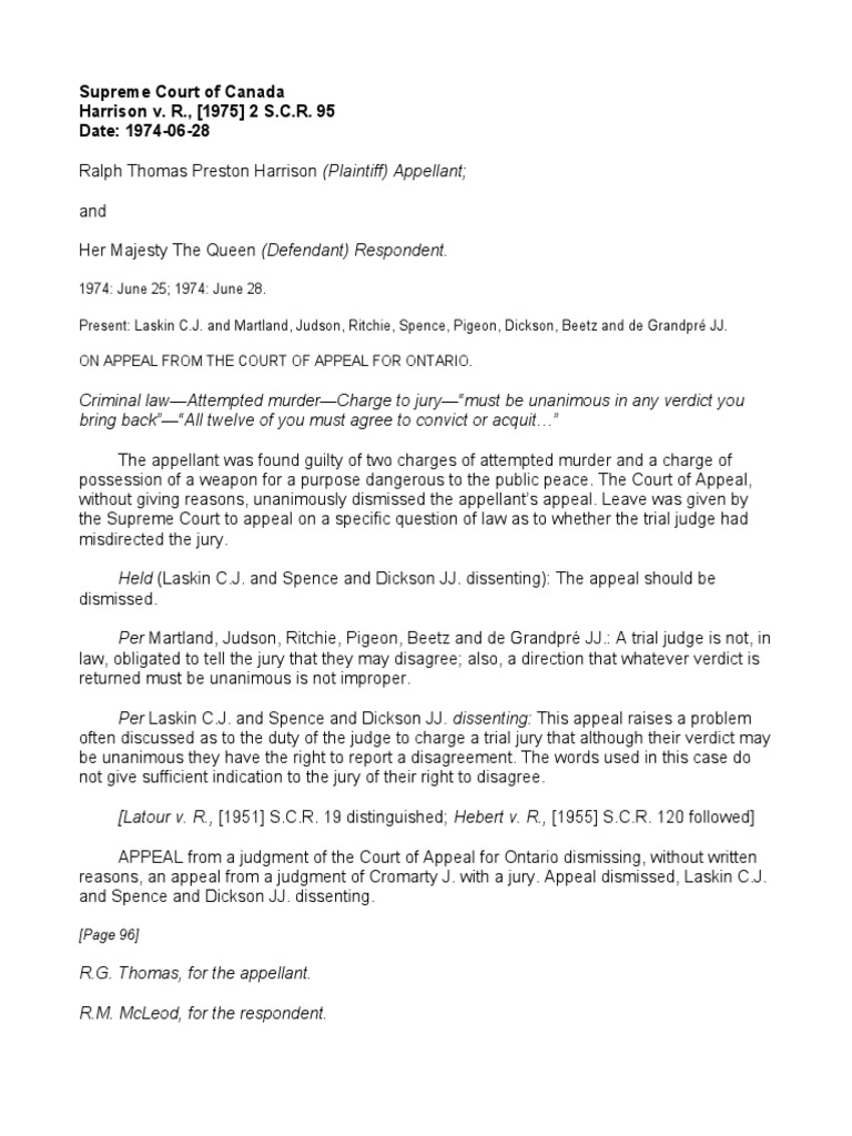 Supreme Court of Canada | Download Free PDF | Verdict | Acquittal