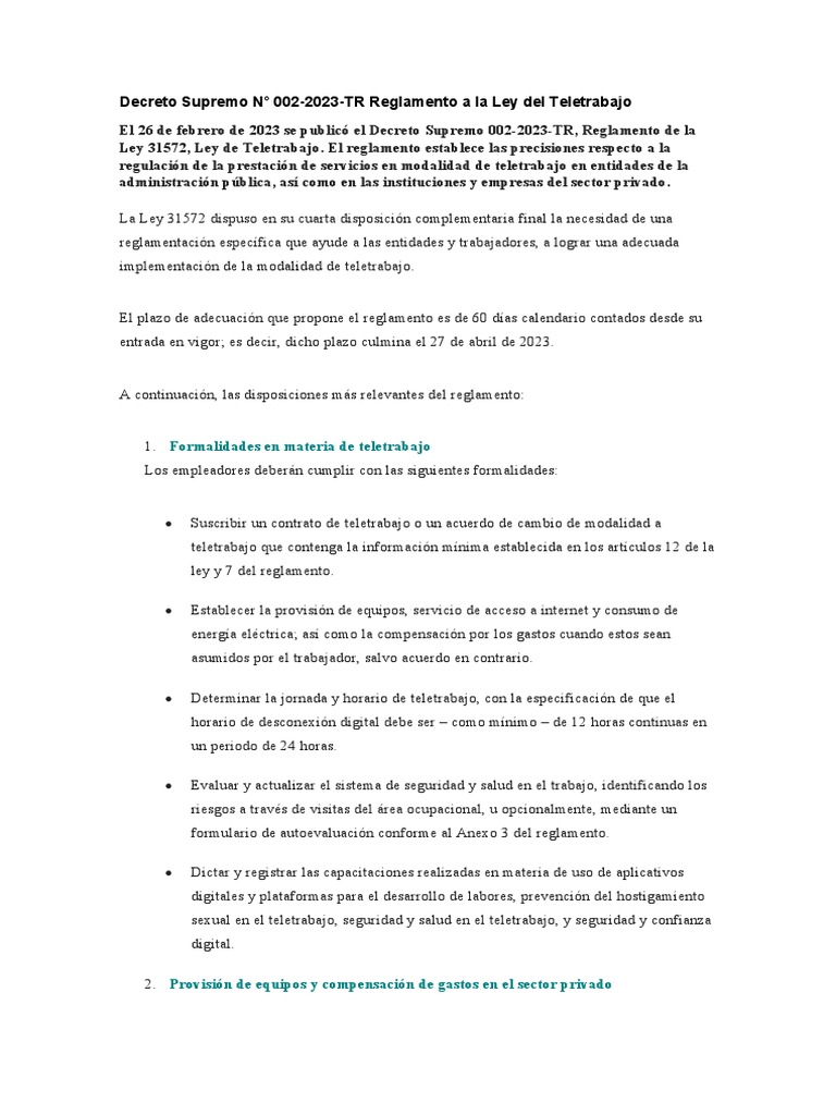 Ley De Teletrabajo Pdf Derecho Laboral Invalidez