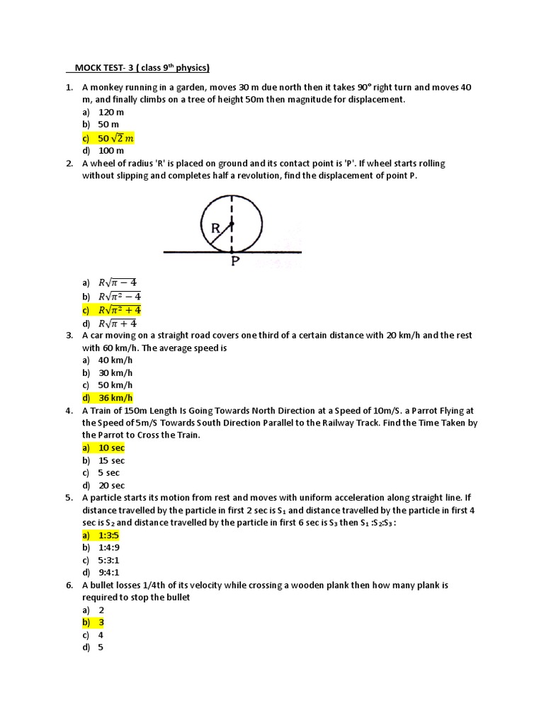 Mock test 3 class 9th pdf force mass