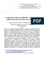 Coopération Entre Enseignants: La Formation Initiale Doit-Elle Devancer Les Pratiques ?