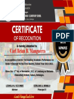 Certificate of Recognition Honors