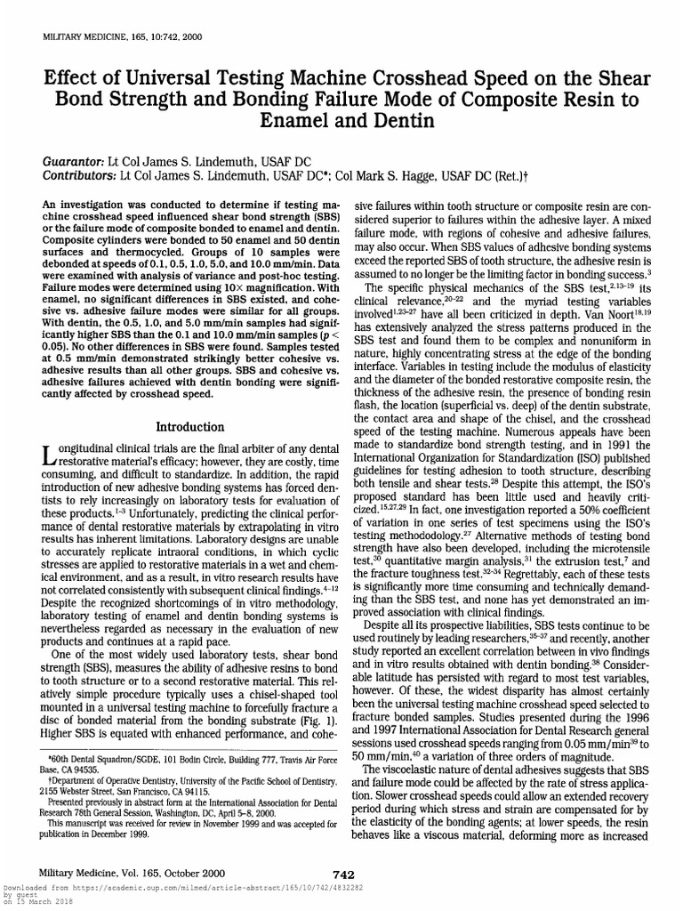 effect-of-universal-testing-machine-crosshead-speed-on-the-shear-bond