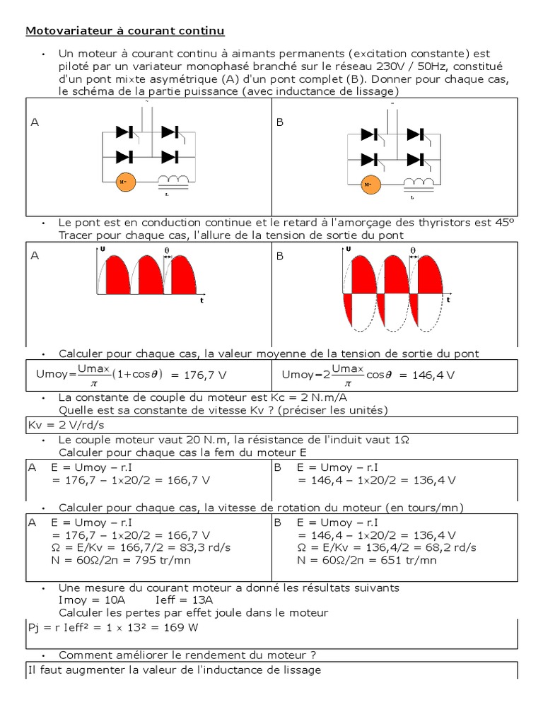 Variateur DC : Calculs et Performances | PDF