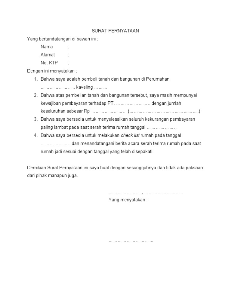 Surat Pernyataan Hutang Konsumen Ilmuproperti Com - vrogue.co