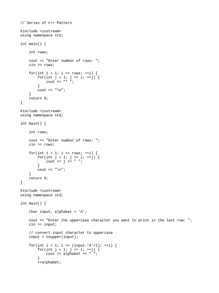 Series Pattern C++ | PDF | Namespace | Computer Programming