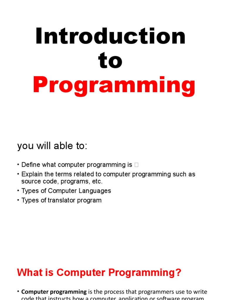 Introduction To Programming | PDF