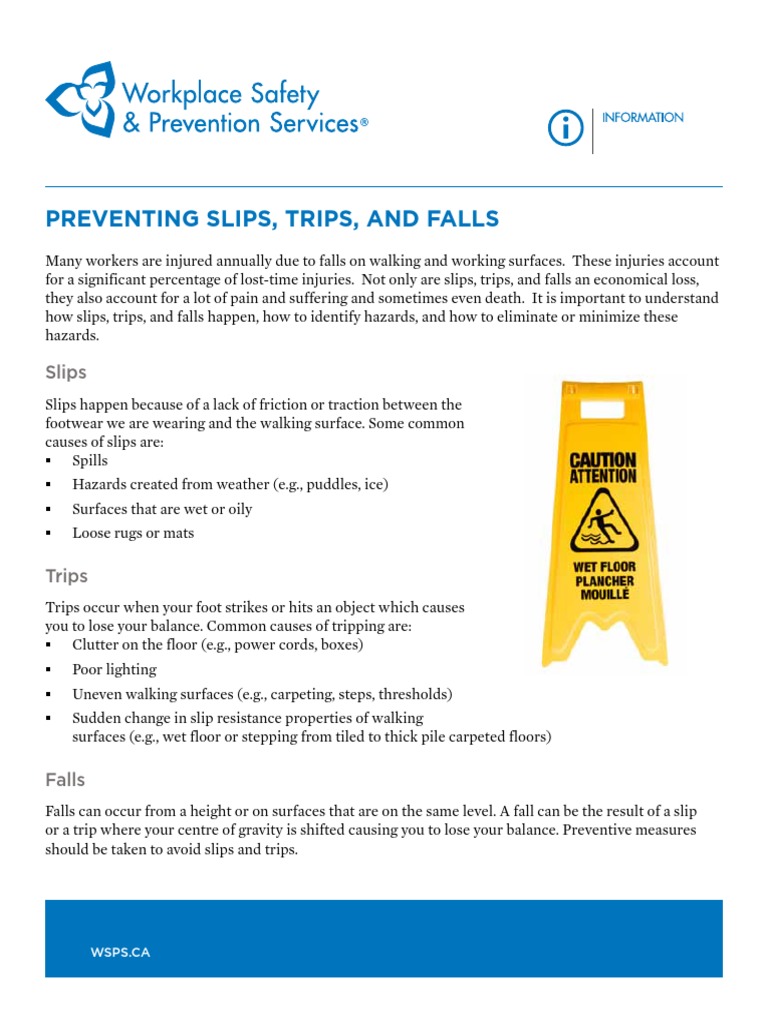 Measures To Control Slip and Falls Hazards From Canadas Workplace Safety Prevention Services