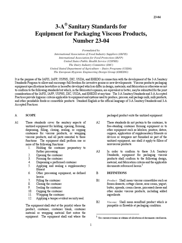 3 A Sanitary Standards For Equipment For | PDF