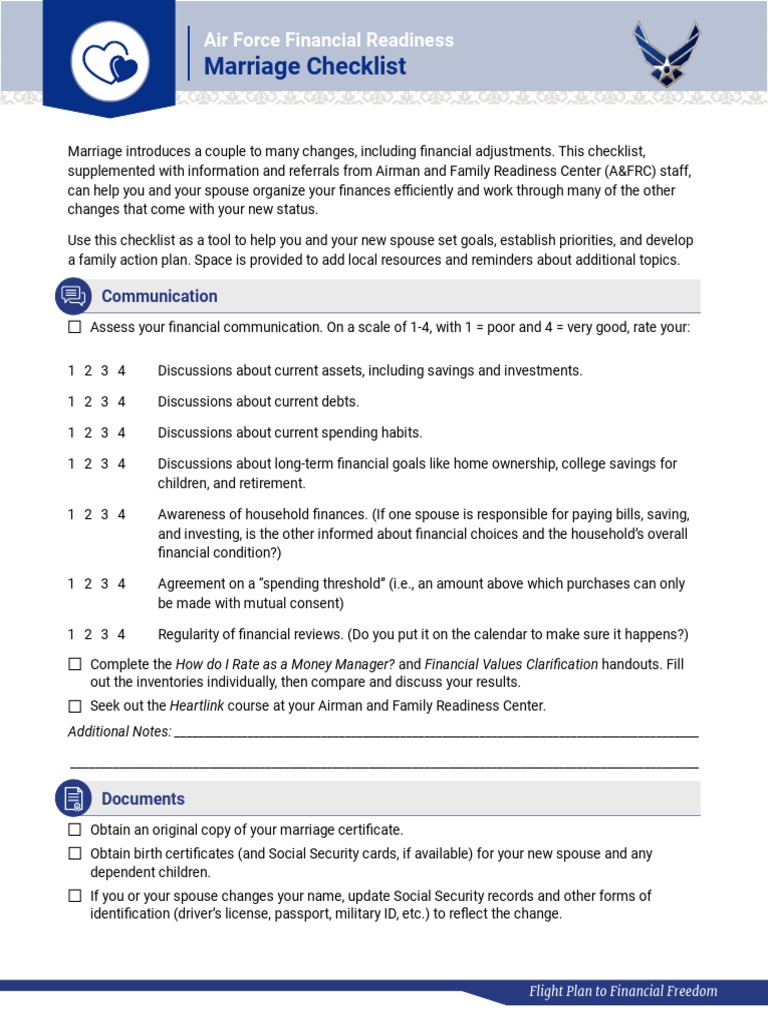 USAF Marriage CounseleeChecklist Handout 2019feb | PDF