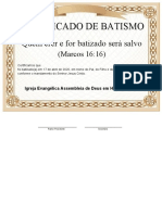 Certificado de Batismo Evangélico - Modelo 04