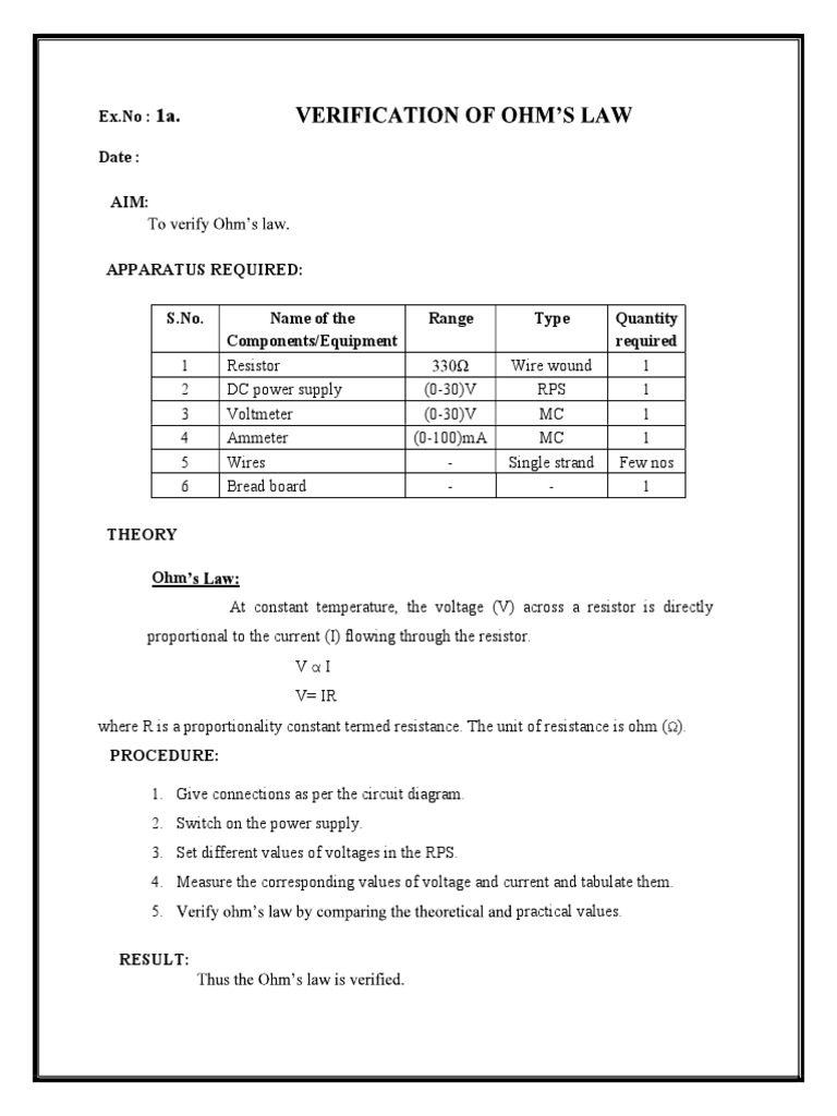1 and 2 verification of kirchhoff s law lab manual pdf electrical
