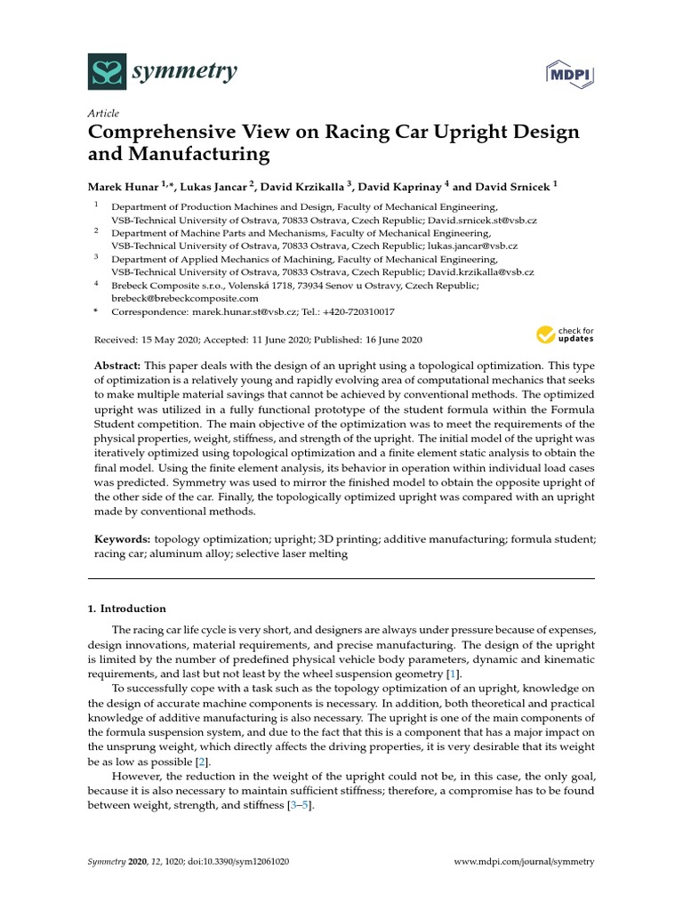 Racing Car Upright Design Optimization | PDF | Axle | Strength Of Materials