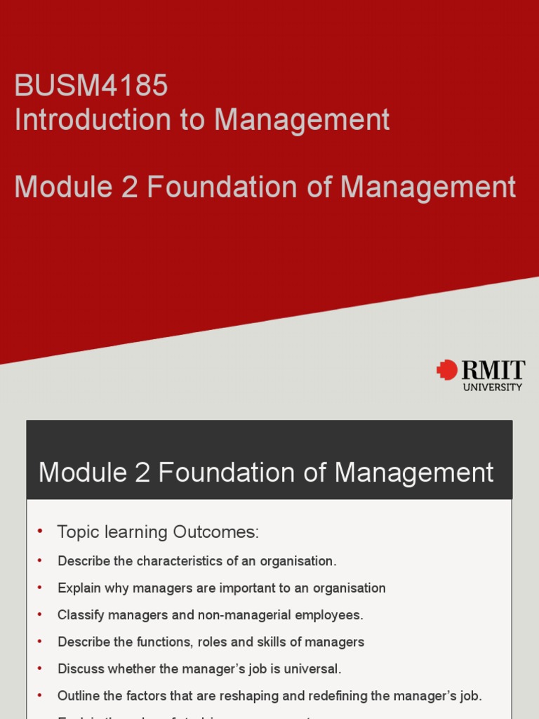 Module 2 Foundation Of Management Pdf