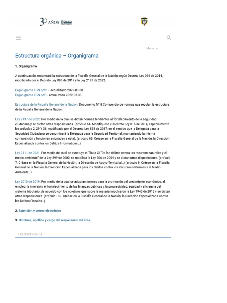 Estructura Orgánica - Organigrama - Fiscalía General de La Nación | PDF