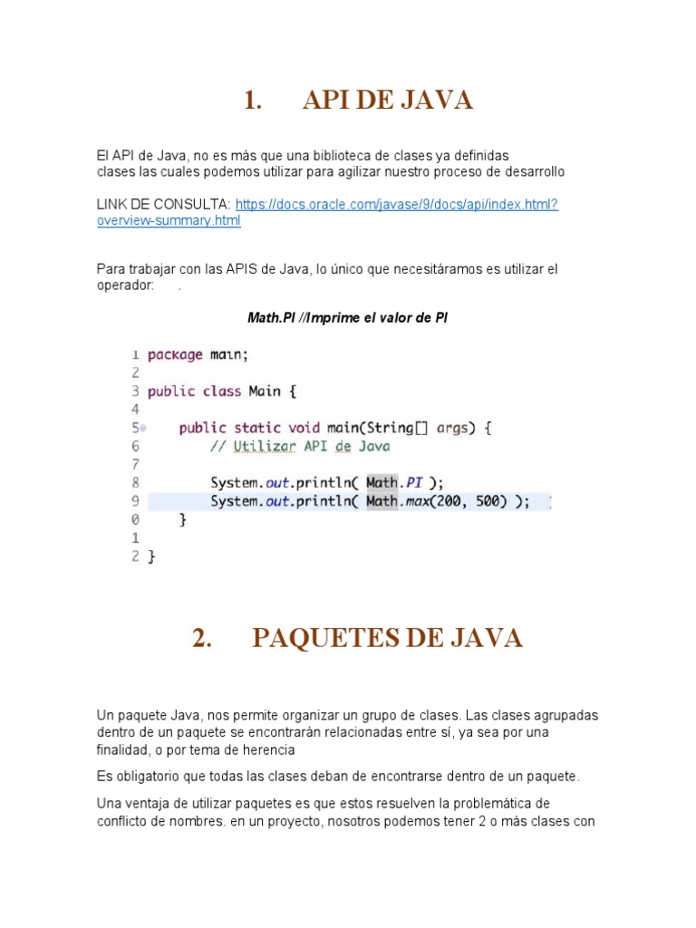 Api de Java | PDF | Java (lenguaje de programación) | Ingeniería ...