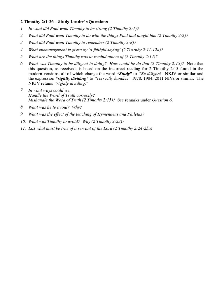2 timothy quiz questions pdf