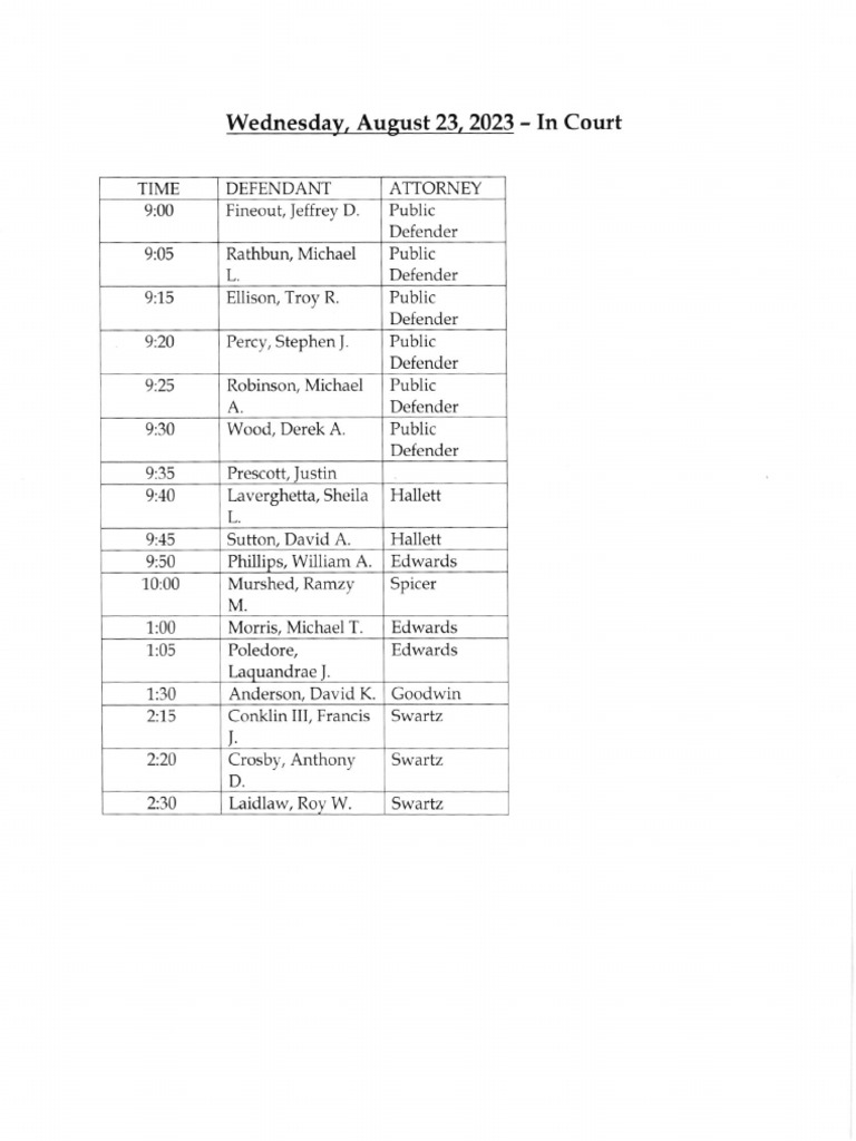 Jefferson County Court calendar Aug. 23, 2023 | PDF