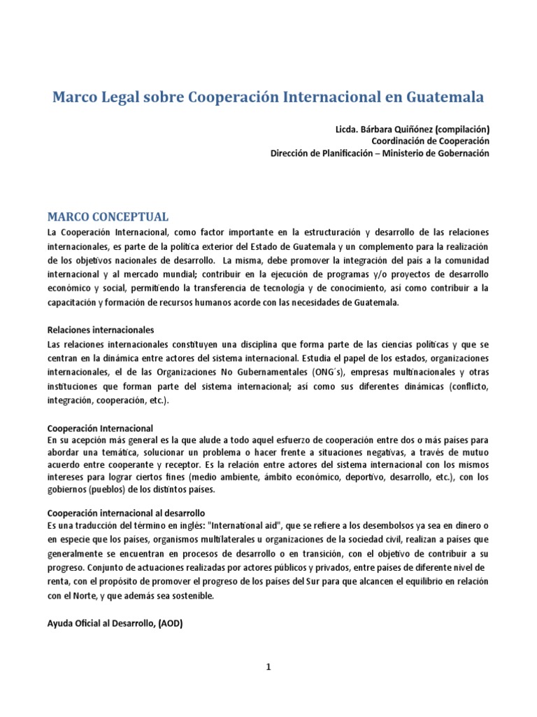 Marco Legal de Cooperación Internacional en Guatemala | PDF ...