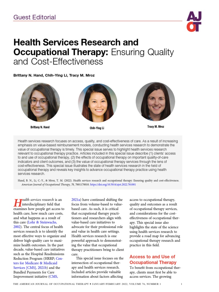 Health Services Research and Occupational Therapy Ensuring Quality and