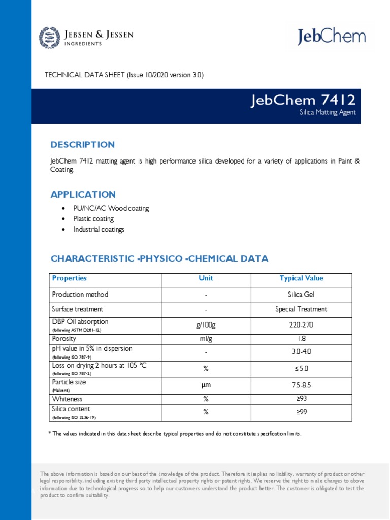 JebChem 7412 Matting Agent Data Sheet | PDF