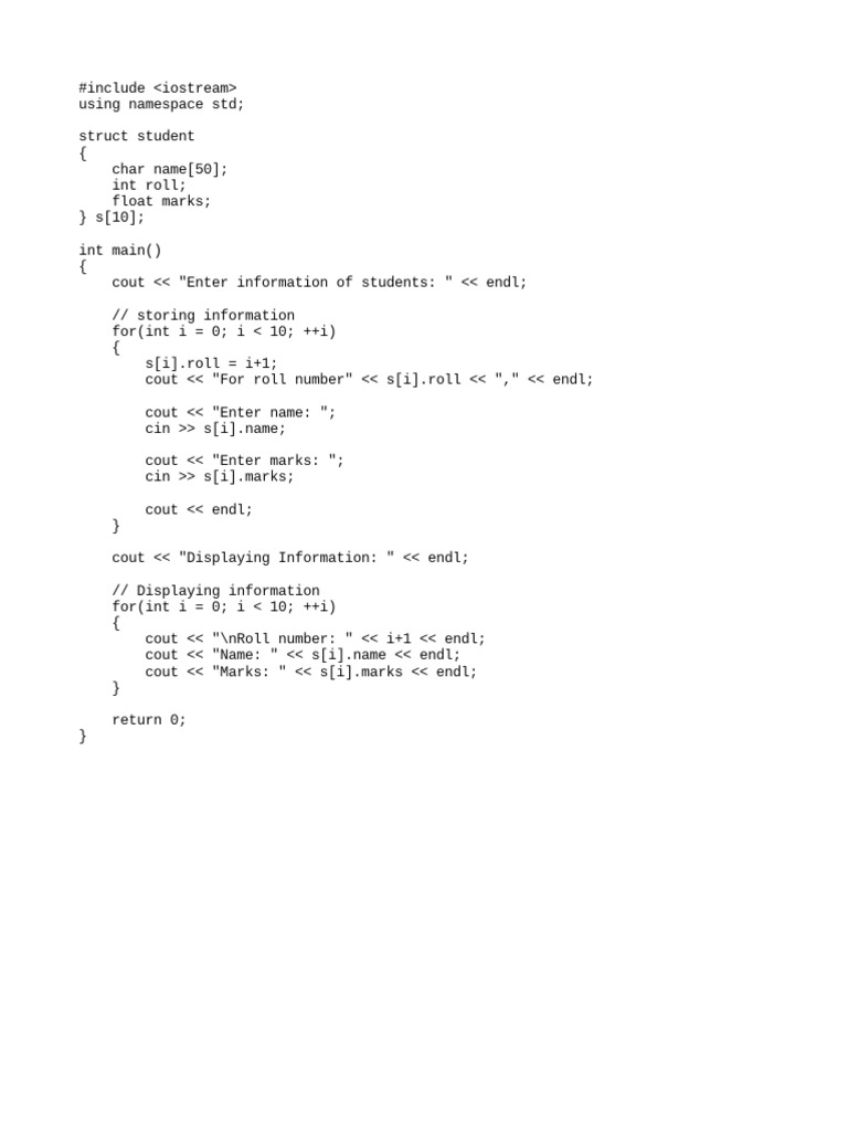 C++ Simple Store Information in Structure | PDF