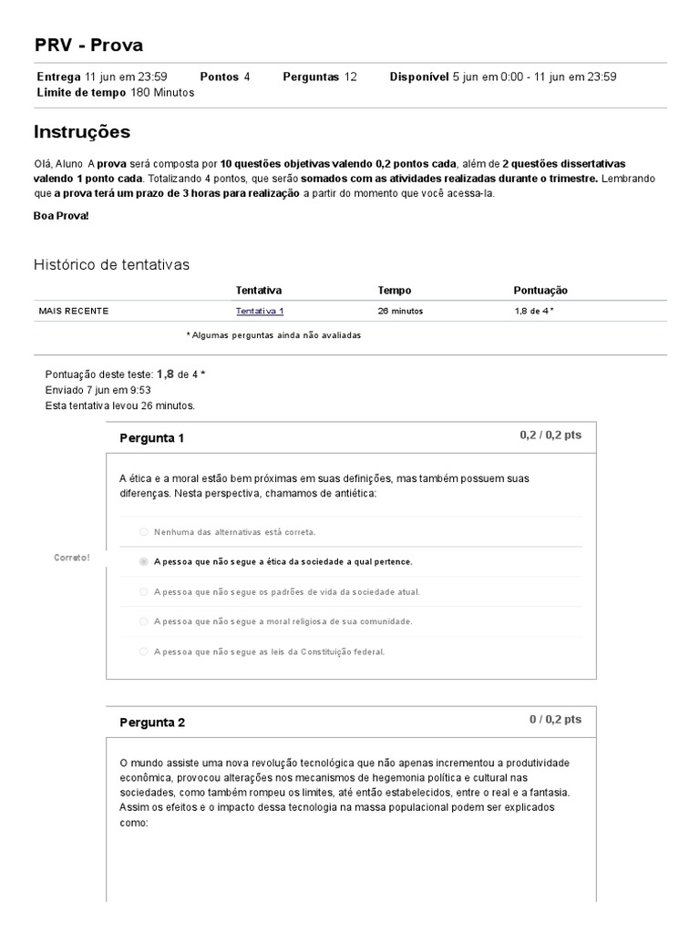 PRV - Prova - 2023B - Formação Sociocultural e Ética (61929) - Eng ...
