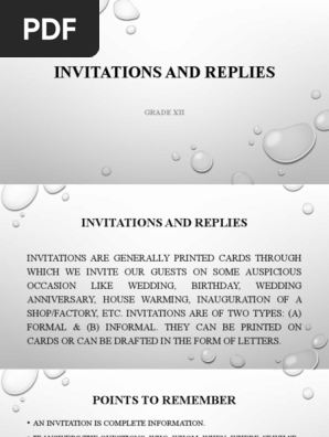 INVITATIONS AND REPLIES