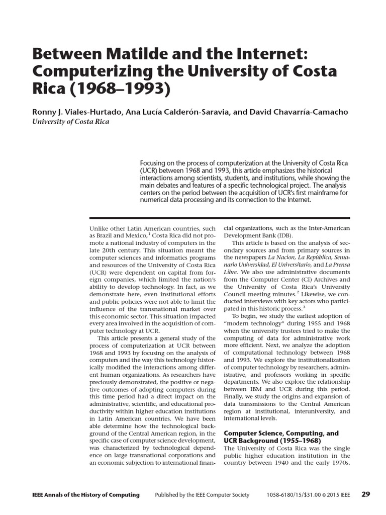 Between Matilde and The Internet: Computerizing The University of Costa ...
