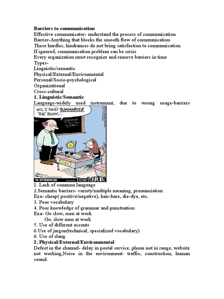 BARRIERS TO COMMUNICATION ANSWER KEY visual data 6