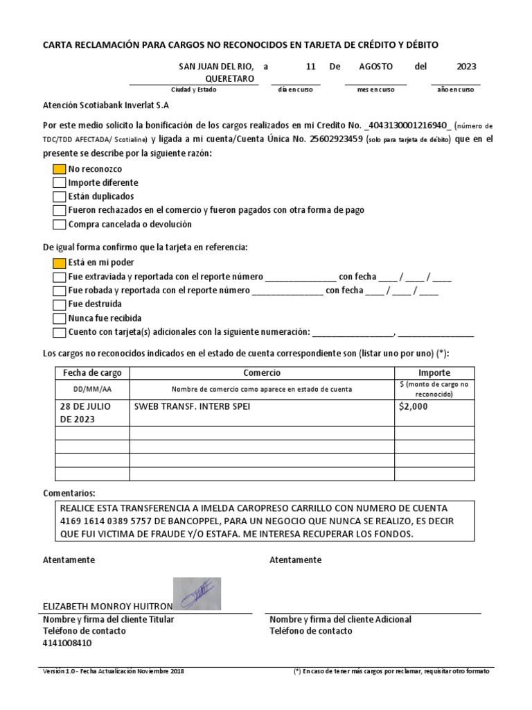 Reportar Un Cargo No Reconocido Banamex