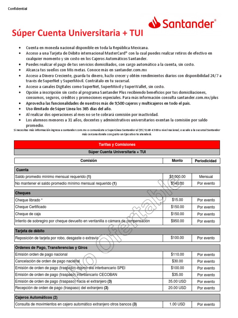 Folleto Super Cuenta Universitaria Tui | PDF | Bancos | Dólar de los ...