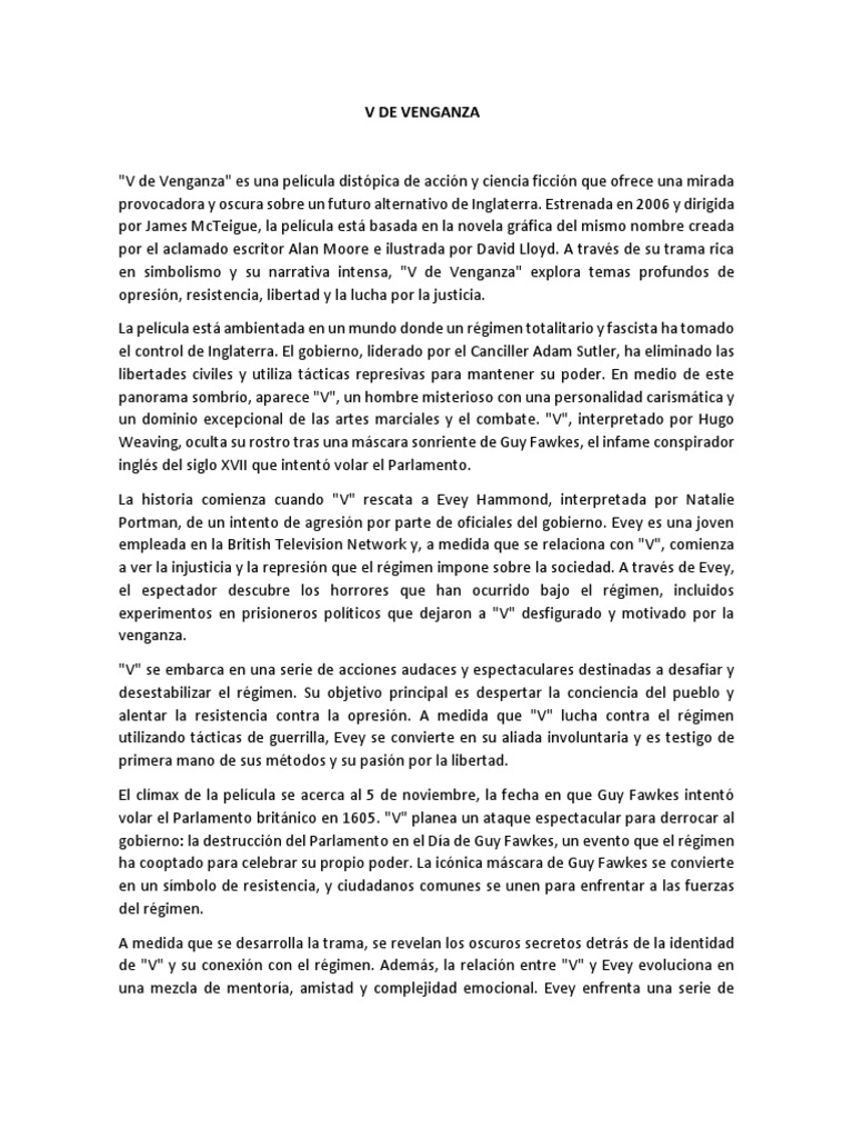 Análisis de "V de Venganza" | PDF