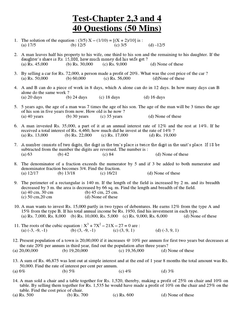 Test 2,3,4 Foundation Maths | PDF | Interest | Compound Interest