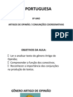 8º- Artigos de Opinião - Conjunções Coordenativas (1)