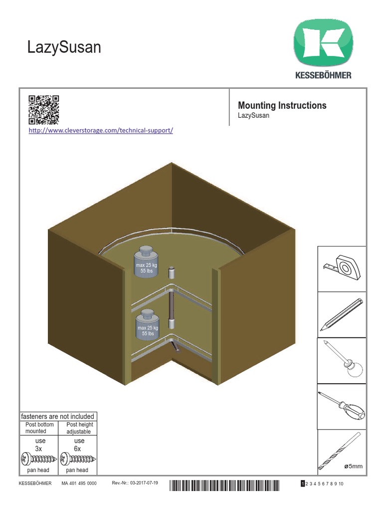 Lazy Susan Tripod Post Installation Instructions 2017 Kesseboehmer USA