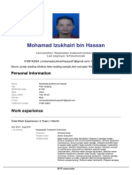Mohamad Izukhairi Bin Hassan: Personal Information