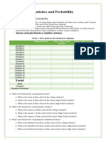 Probability and Statistics Performance Task