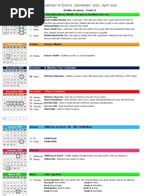sept 2023 to april 2024 calendar of events