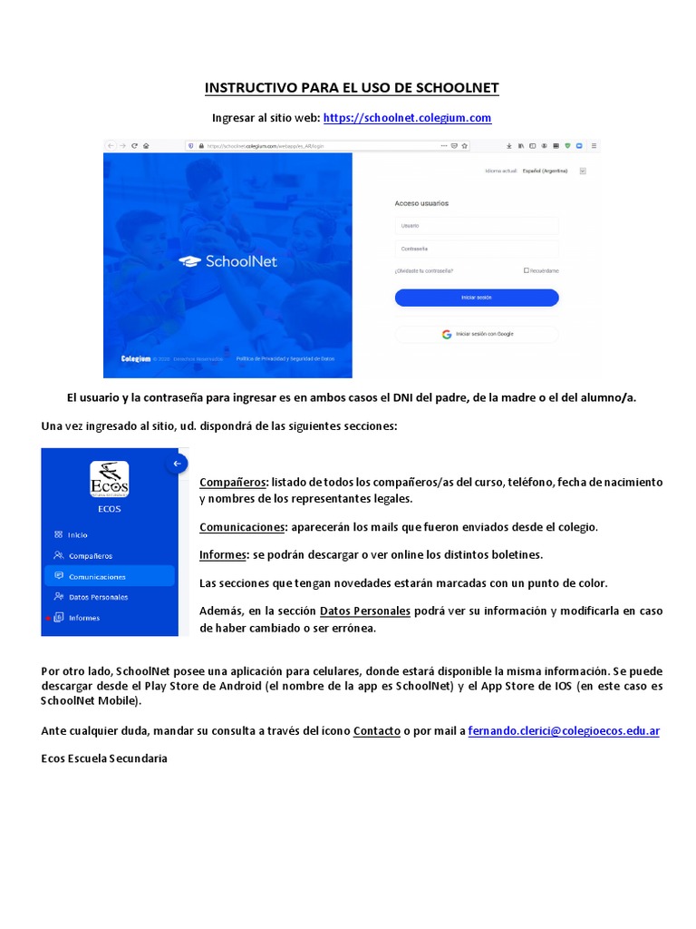 Instructivo de Uso de SchoolNet | PDF | Ciencias sociales