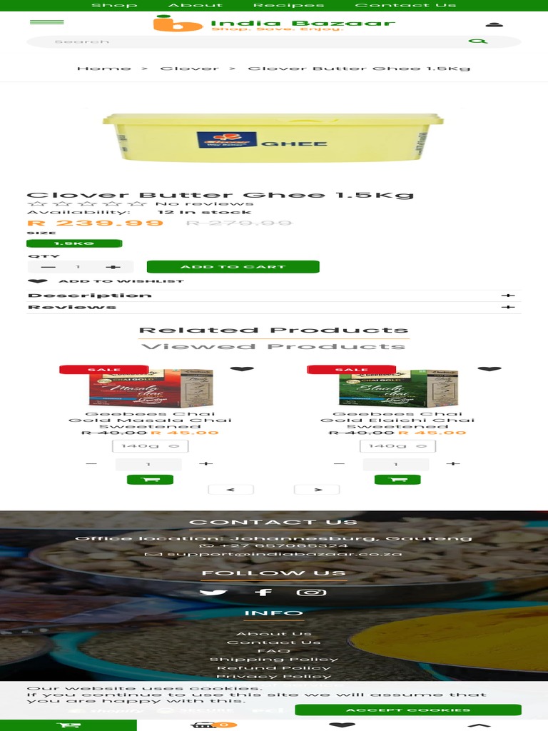 Clover Butter Ghee 1.5Kg IndiaBazaar Co.za PDF