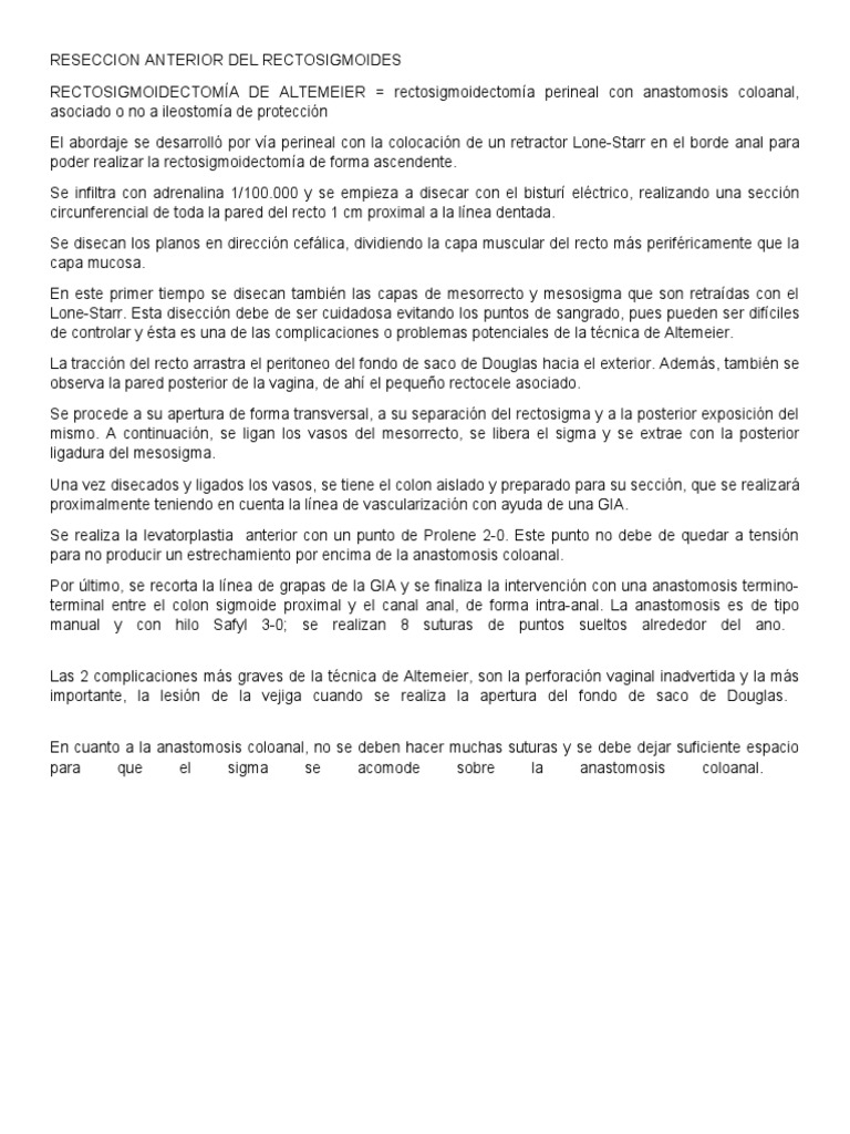RECTOSIGMOIDECTOMIA | PDF | Hogar, jardinería y bricolaje | Ciencia y ...