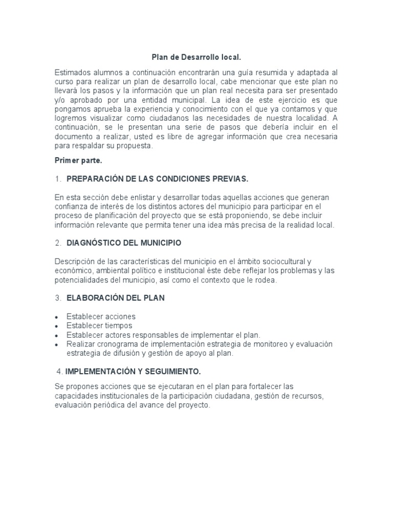 Guía para un Plan de Desarrollo Local | PDF | Negocios